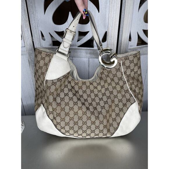 Gucci GG Canvas & Leather Charlotte Medium Shoulder Bag Monogram Hobo - Picture 1 of 16